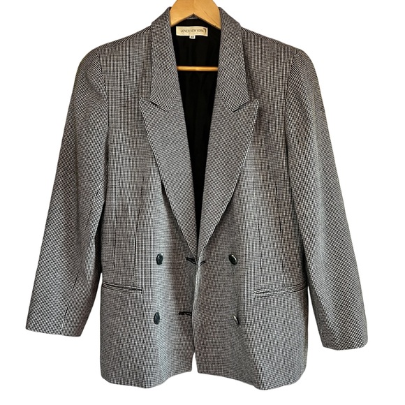 Jones New York 🇨🇦 wool vintage houndstooth blazer size 10 excellent condition - Picture 5 of 12